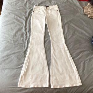 Express mid rise bell flare white jeans